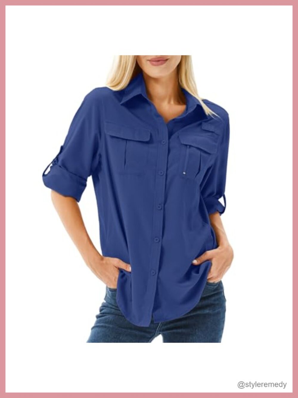 UPF 50+ Long Sleeve Button Down Sun Shirt Safari Fishing Hiking